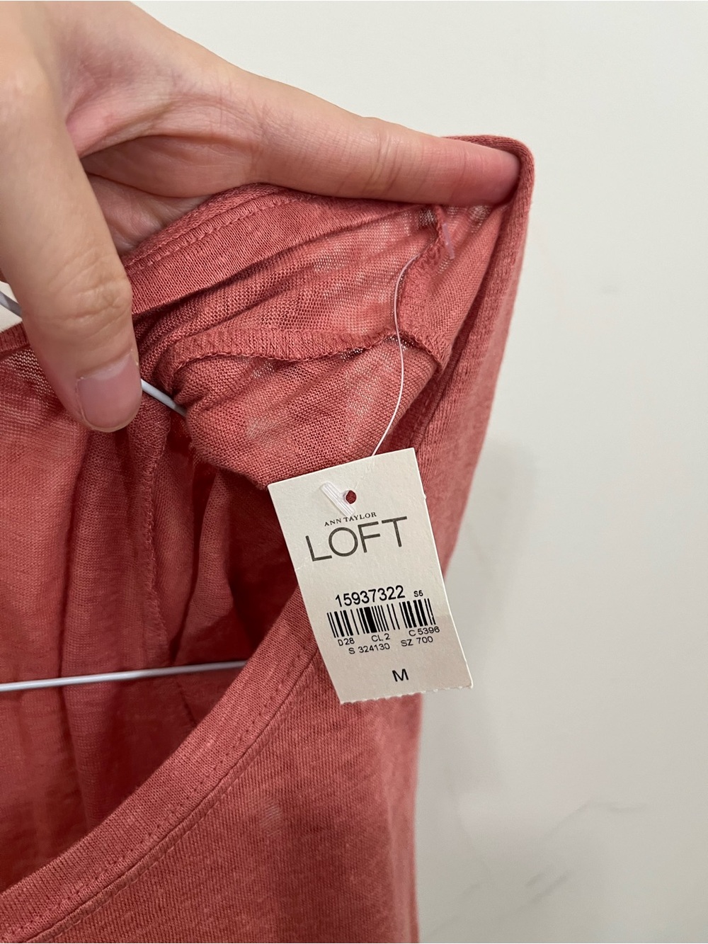NWT LOFT Ann Taylor 100% Linen Scoop Neck Short Sleeve T-Shirt Top M Dusty Red - Picture 13 of 16